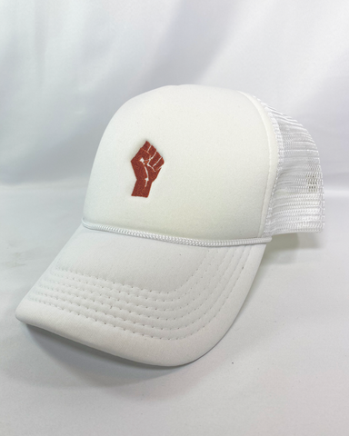 Power Fist Trucker Style Hat - White